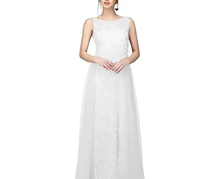 Amreliya Style Net Embroidered A-line Flared Gown Dress
